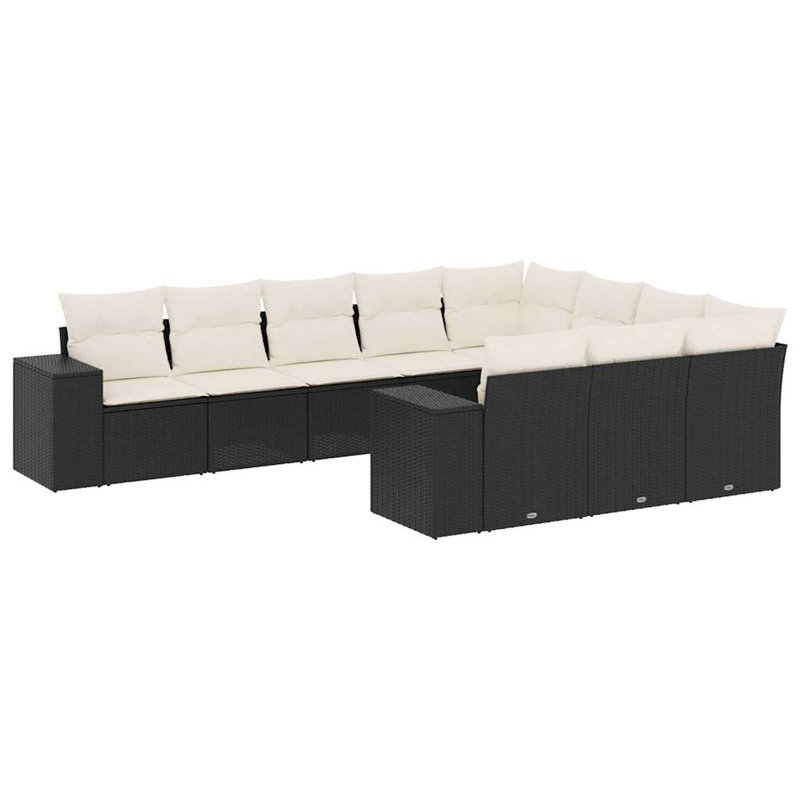 Ensemble de canapé de jardin Vidaxl noir, blanc crème