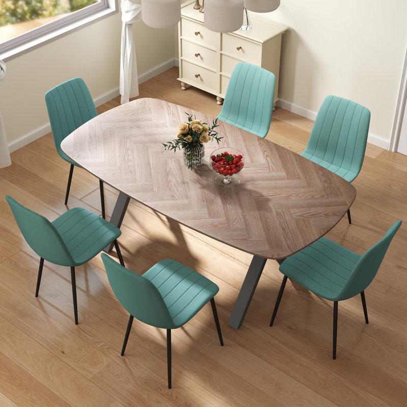 71” Rectangular Dining Room Table Set, Black, 7