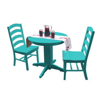  Ensemble de salle à manger d'extérieur en poly 3 pièces avec table ronde Josie