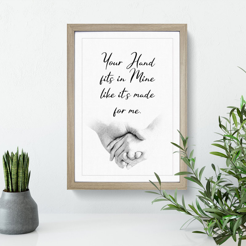 Your Hand Fits in Mine - Picture Frame Typography, Oak, 90cm H x 65cm W x 2cm D