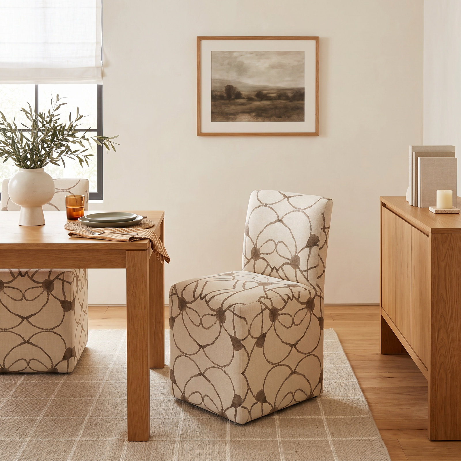 Mendy Dining Chair, Hans Cream Geometric