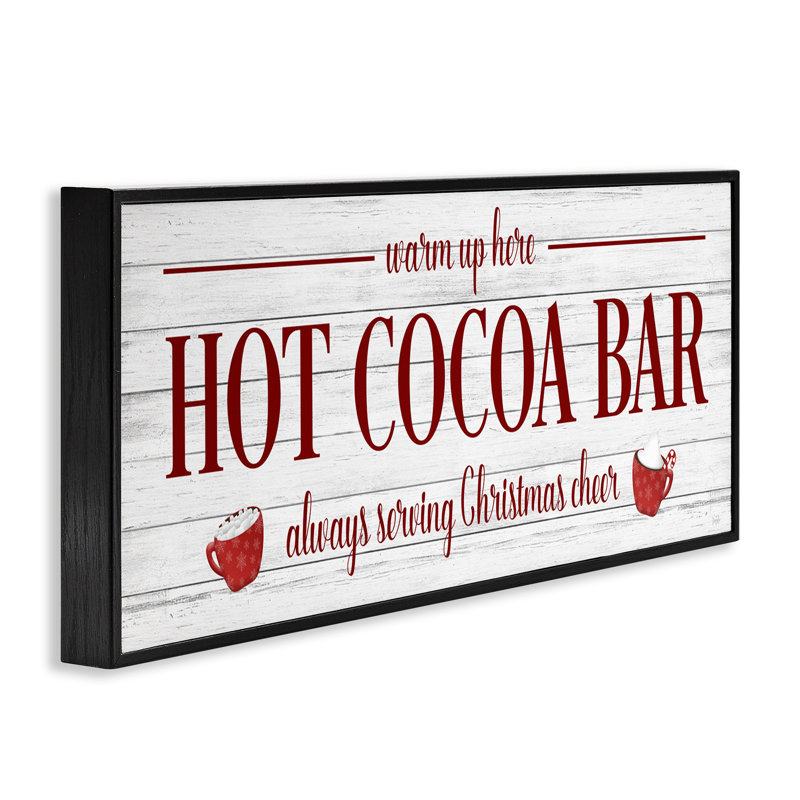 «Hot Cocoa Bar Winter Beverage» encadré sur bois par Natalie Carpentieri, impression, Noir, H 10 po x l 24 po