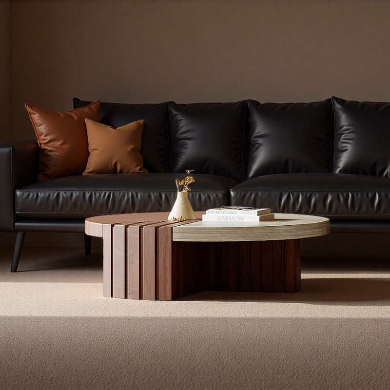 Retro Walnut Round Coffee Table