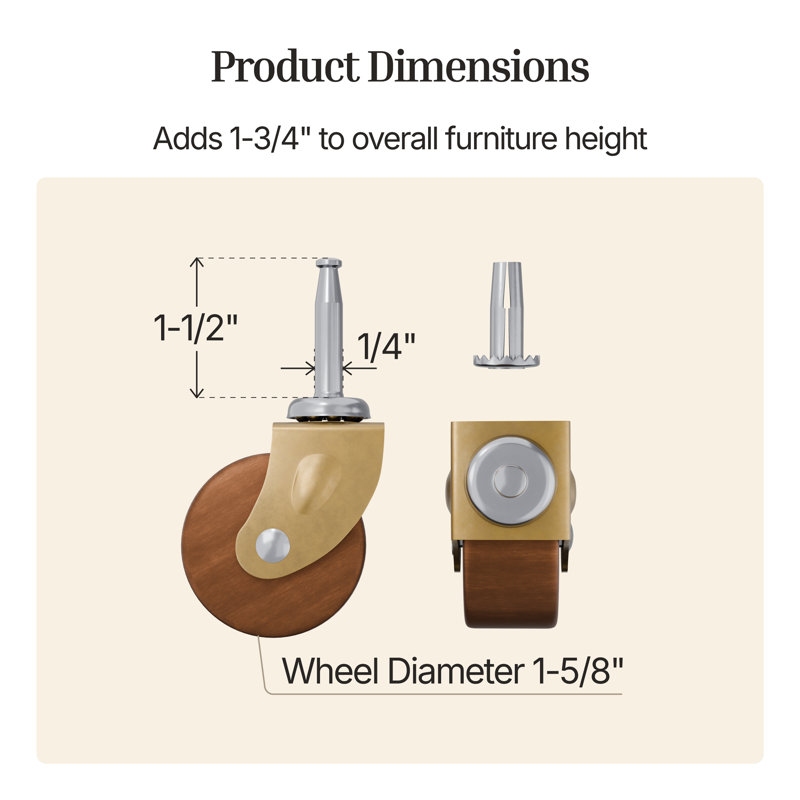 Roue de meuble en bois (diamètre: 1 5/8 po)