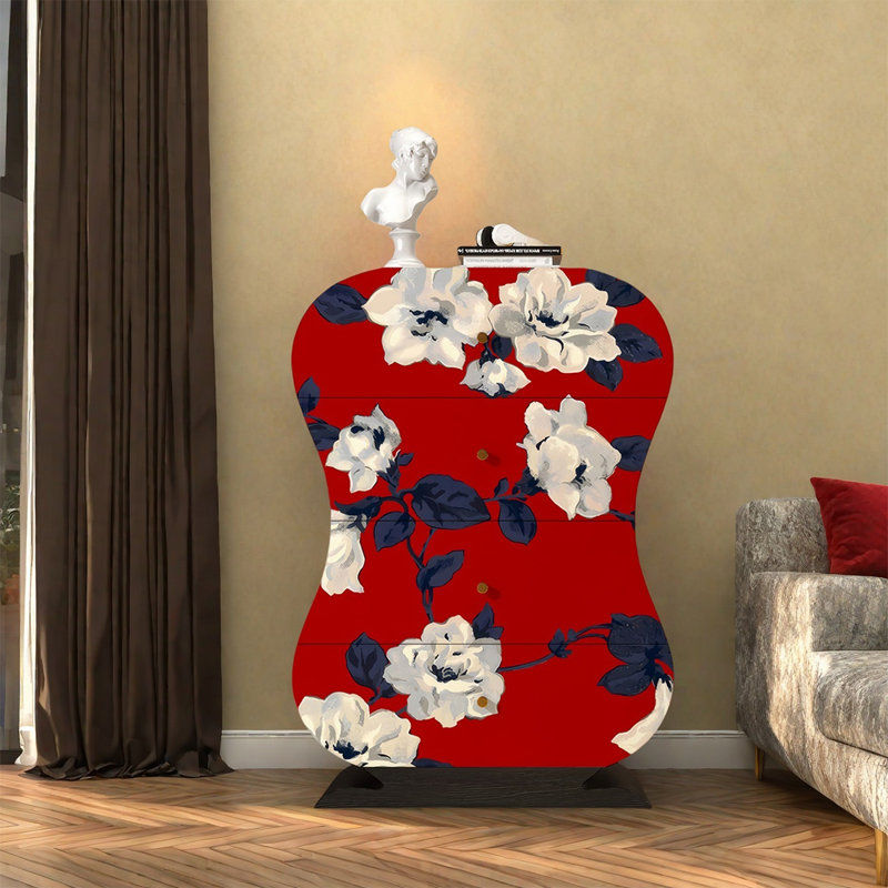 Armoire décorative en bois de frêne avec tiroirs