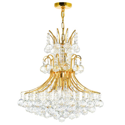 10 Light Gold Crystal Chandelier – Elegant Large Ceiling Fixture for Living Room, Dining Room, or Open-Concept Spaces