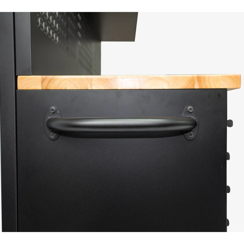 Armoire à roulettes robuste de 72 pouces avec, 15 tiroirs et établi avec vérin à gaz, 3 portes de rangement au-dessus