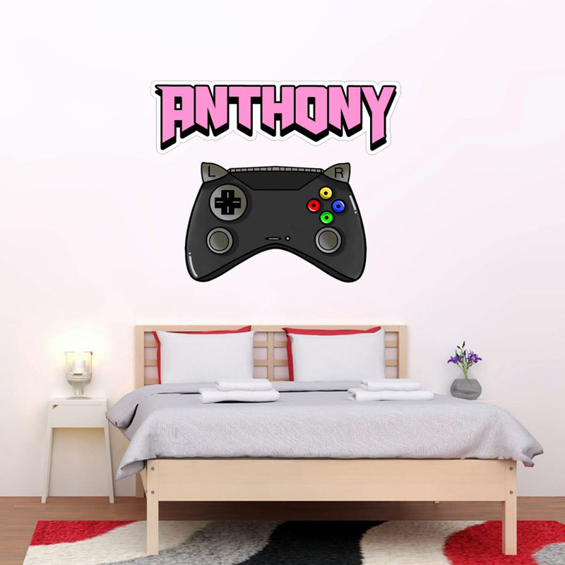 Adhésif décoratif nom et jeu vidéo, Rose, H 24 po x l 29 po