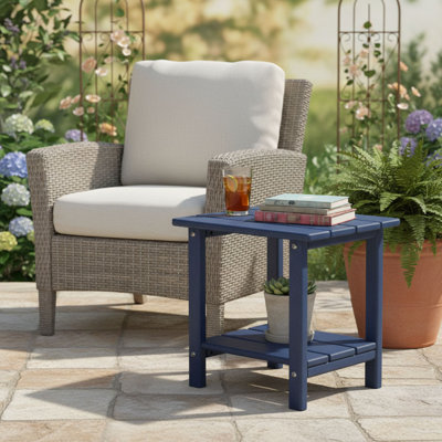 2-Tier Sturdy Patio Side Table for Patio, Deck, Porch