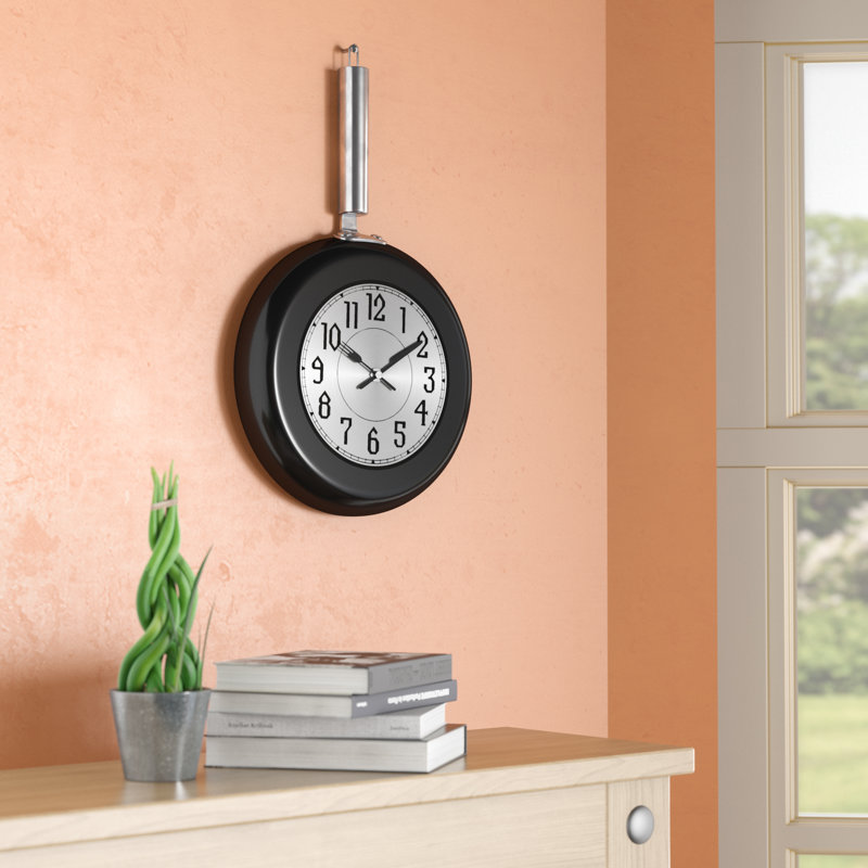Metal Wall Clock, Medium, Black, Silver