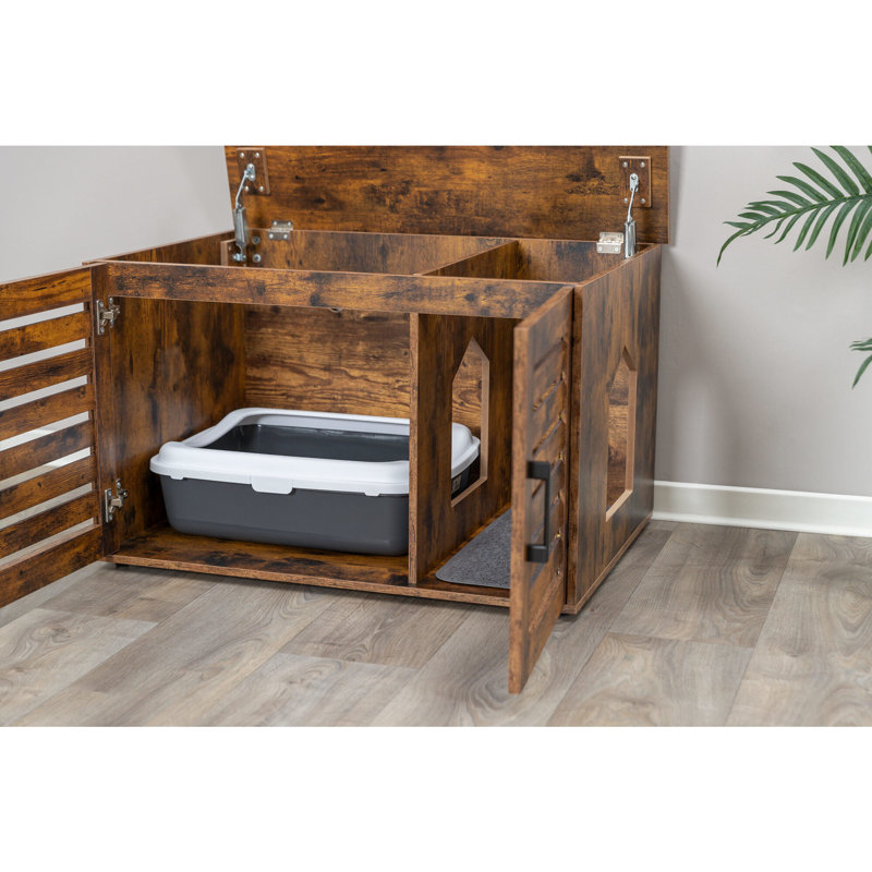 Rustic Brown Engineered Wood Hidden Litter Box Enclosure