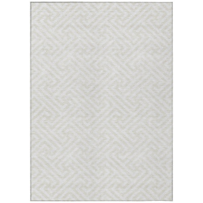 Tapis extérieur lavable à motif géométrique ivoire et beige 5 pi x 8 pi
