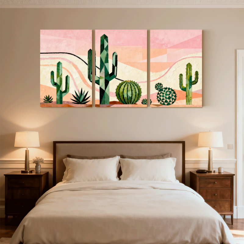 Cactus du désert, impression de paysage de cactus, ensemble de 3 impressions sur toile, H 18 po x l 36 po
