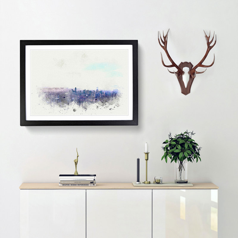 Manila Skyline in the Philippines in Abstract - Framed Print, 60cm H x 91cm W x 2cm D, Black