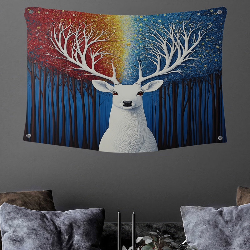 Tapisserie murale cerf - Décoration murale animal, H 50 po x l 60 po