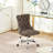 Gray Office Chair, Modern Chenille Upholstered Tufted Button Home Office Chair, With Chrome Metal Base, Adjustable Desk Chair Swivel Office Chair-1194598372