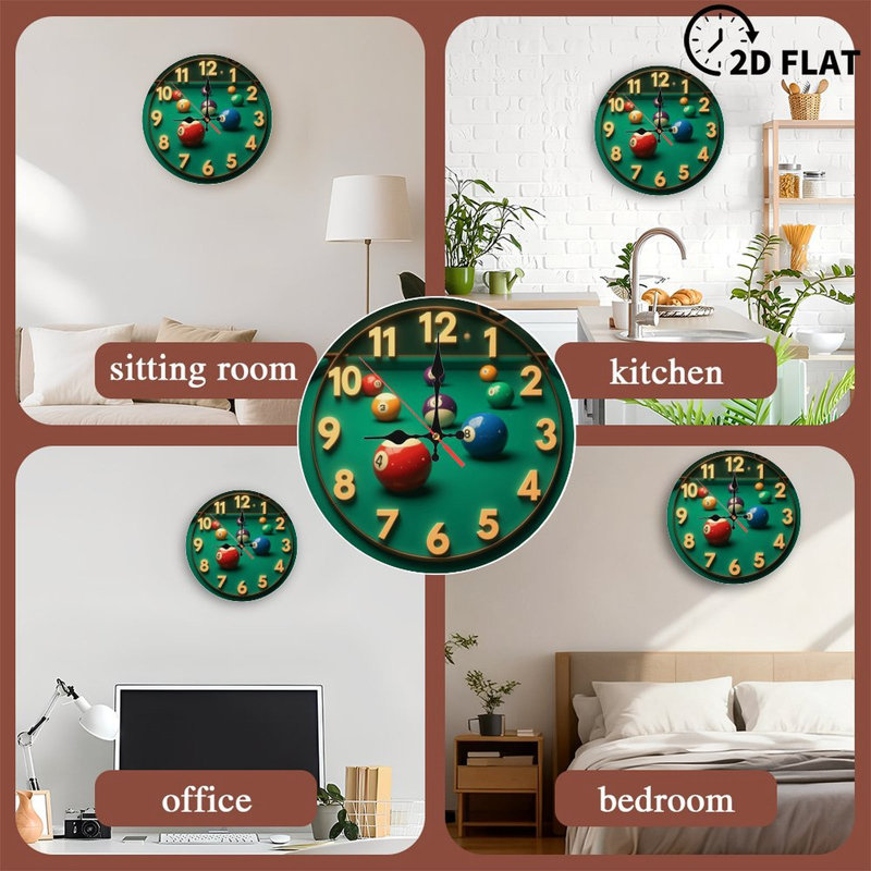 Horloge de billard avec boules de billard colorées