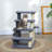 4-Level Carpeted Cat Steps And Pet Stairs With Scratching Posts, Gray