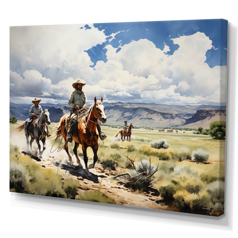 Keighan Cowboy Ranch Life - Cowboys Large, art mural, H 24 po x l 32 po x P 1 po, Toile tendue