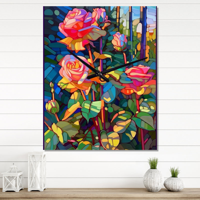 Fatinah - Horloge murale moderne rose, Médium