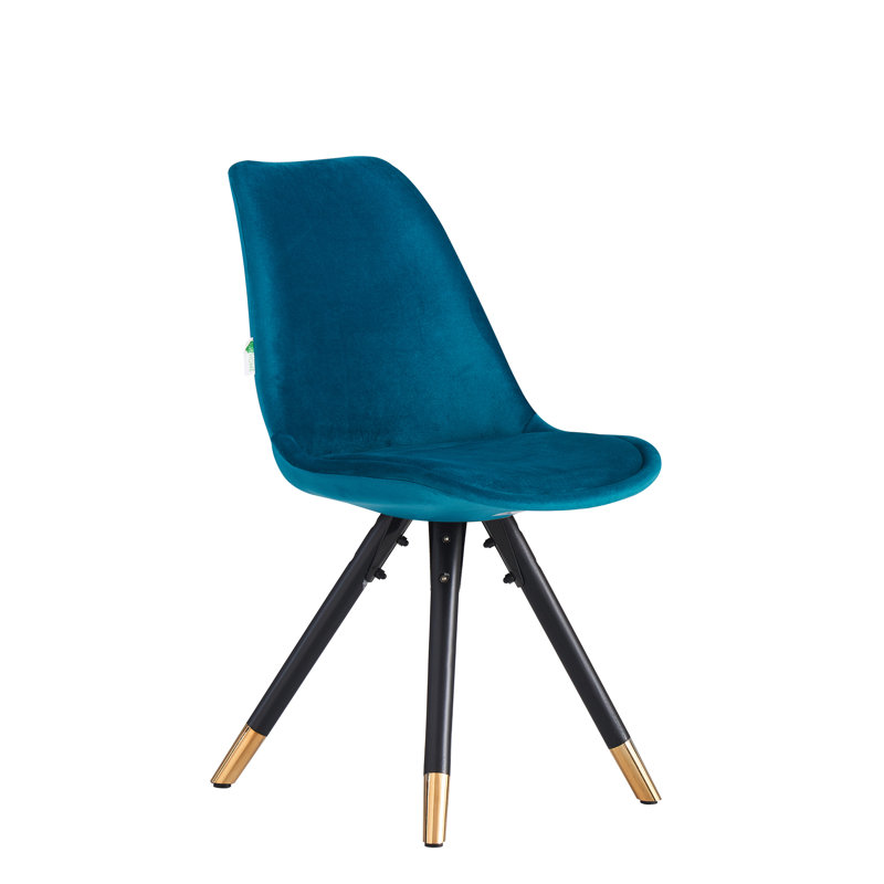 Domek Modern Velvet Dining Chair - Upholstered Upper body with Coated Metal Legs - Side Chair for Dining Room Kitchen Living Room - Single
