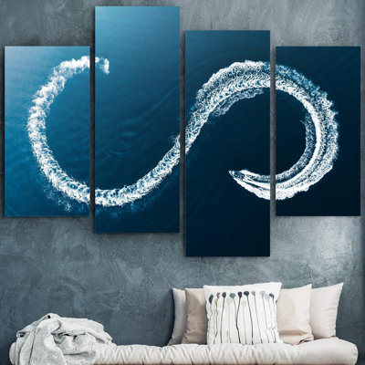 Coastal Beach Ship Sails S Like Summer in the Navy Blue Ocean Nautical and Coastal Extra Large - ensemble de 4 toiles tendues