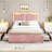 Velvet Upholstered Platform Bed Frame with Height Adjustable Headboard-229704850-231173043