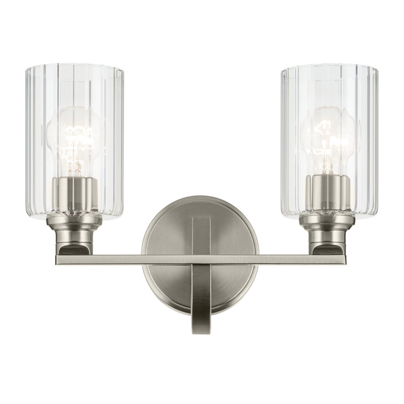 14.25" 2-Light Vanity Light with Glass, Clear, Brushed Nickel