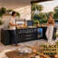 Cuisine extérieure modulaire améliorée 5 pièces avec barbecue, réfrigérateur, évier, rangement pour déchets, armoire d'angle et station de cuisson latérale 2 en 1 Akoah
