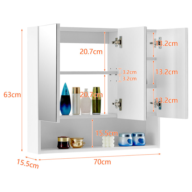 Kaisy Surface Framed Mirrored Bathroom Cabinets with Mirror Adjustable Shelves