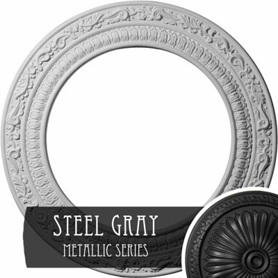 Endurathane Andrea Ceiling Medallion, 12"OD x 8"ID x 1/2"P (Fits Canopies up to 8"), Hand-Painted Steel Gray Finish