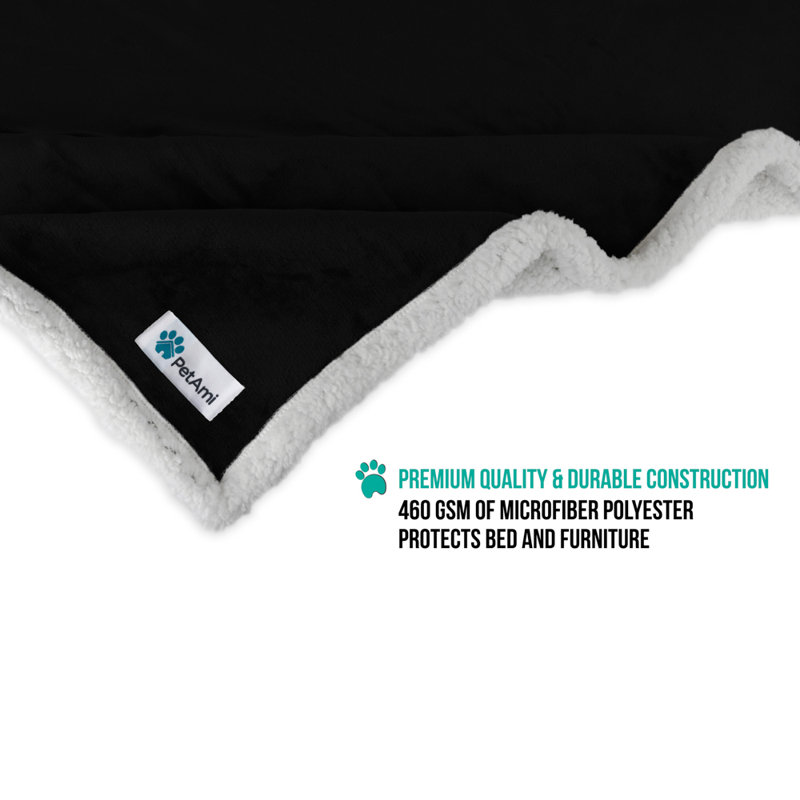 Medium Black Waterproof Reversible Sherpa Pet Blanket