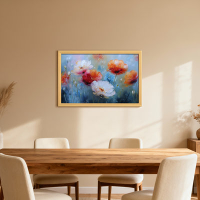 Plants &Flowers Floral Watercolor Poppy Garden Artwork Canvas Print