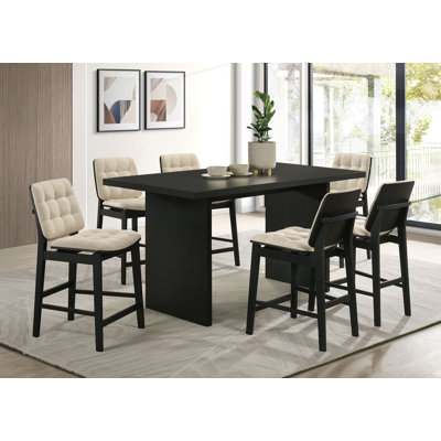 Voi 7-Piece 70-Inch Rectangular Counter Height Dining Set Cream And Black