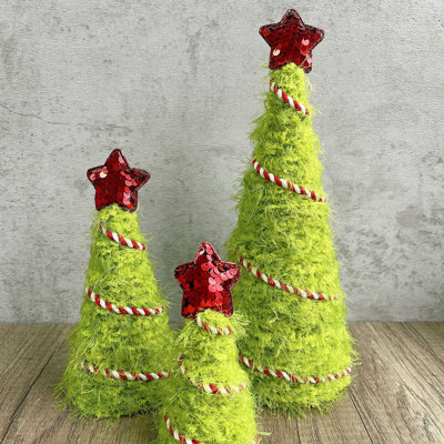 3pcs Green Christmas Tree Ornaments Tables Fireplaces Scene Decoration