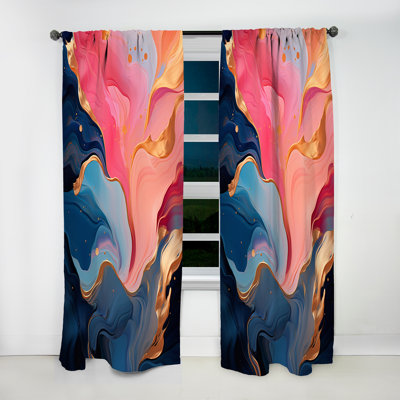 Ananas - Liquid Ink Abstract Room Darkening Curtain - 1 Panels