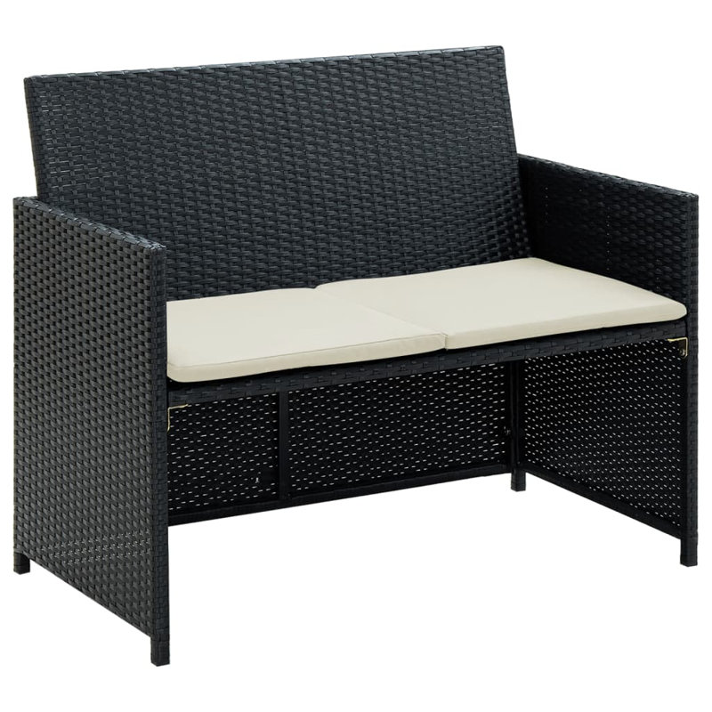 Ekundayo 39.4" Wide Rectangle Patio Sofa with Cushions, Black