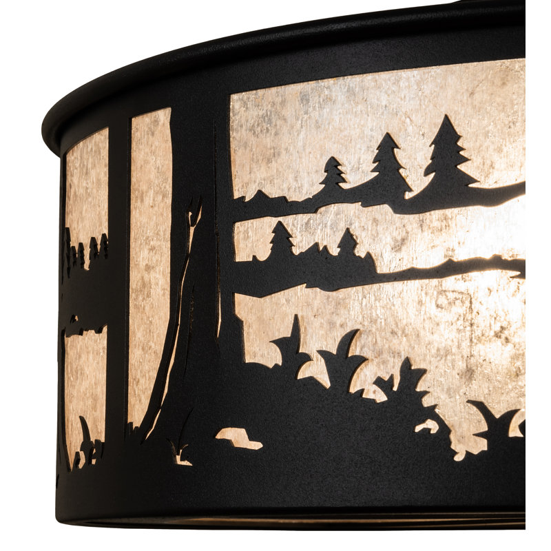 Rustic Lodge 4 - Light Flush Mount, Textured Black