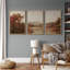 «Autumnal Serenity Fall Foliage And Mountain Lake Nature Wilderness Illustration Decor», 3 pièces sur toile-98249269-98249274
