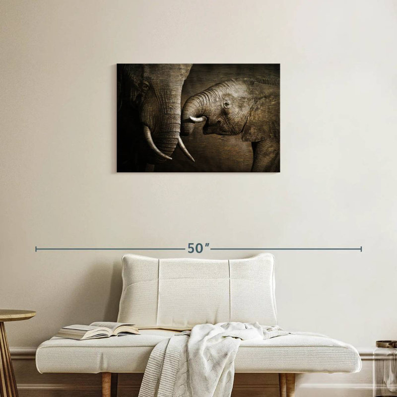 Brampt Affectionate Elephants, H 20 po x l 30 po