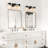 22'' 3-Light Matte Black Bathroom Vanity Light with Glass Shade-814337470-866321956
