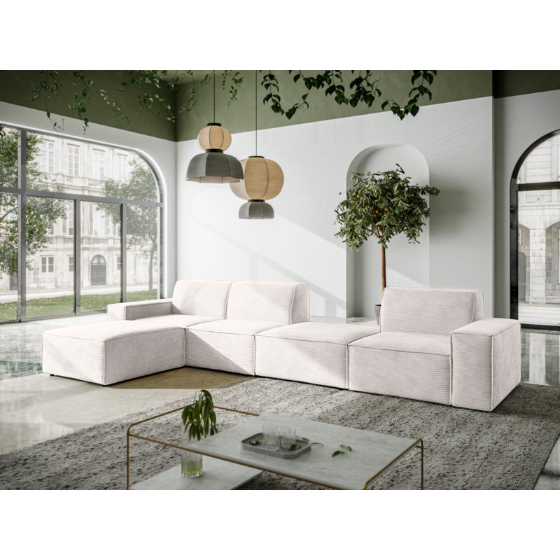 Burkittsville 5 Seater Corner Sofa , Dirty White, Left Hand Facing