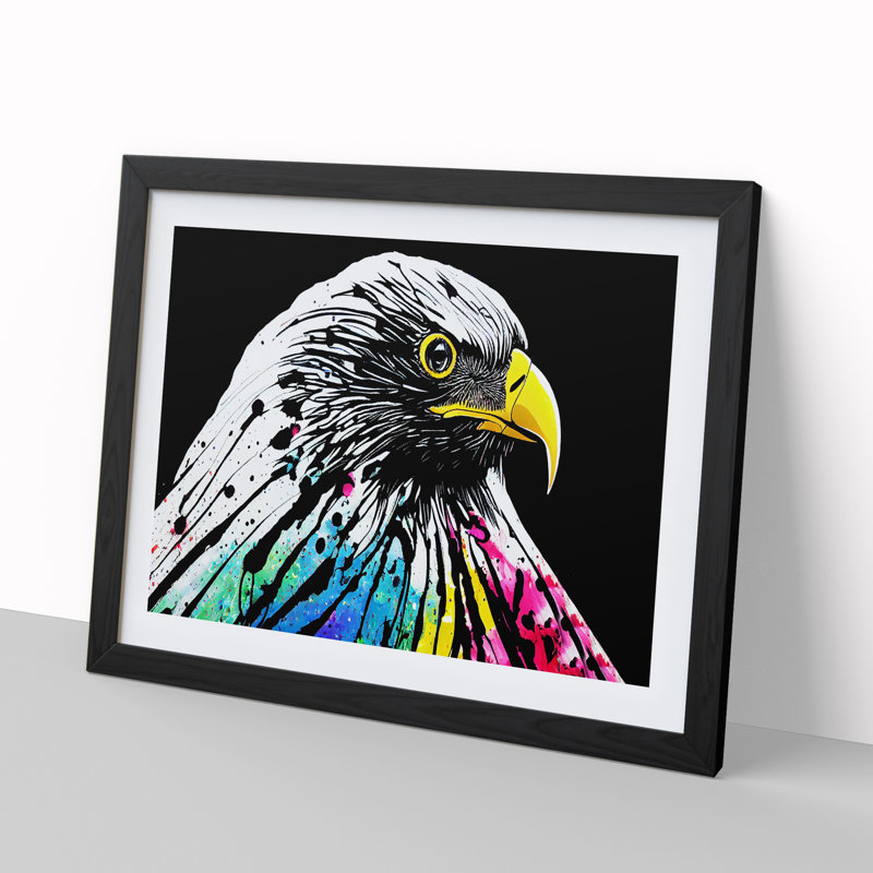 Eagle Bird Splash Vol.3 Abstract - Single Picture Frame Print, Black Framed, 46cm H x 64cm W x 2cm D