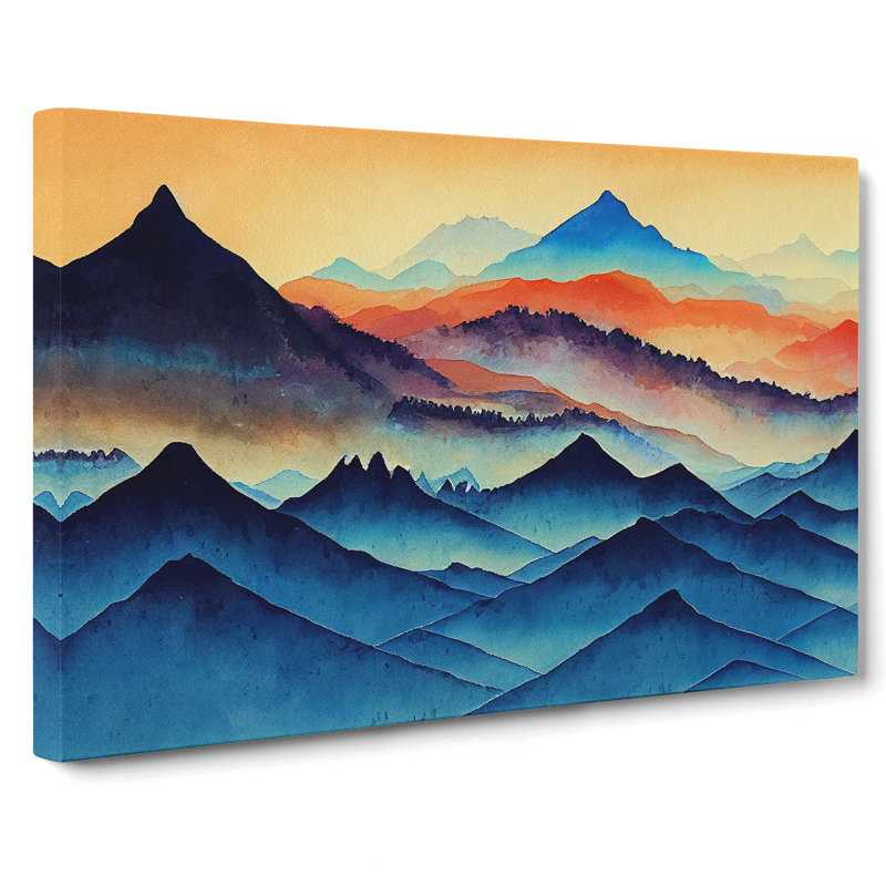 Mountain Landscape Watercolour Vol.2 Abstract - Wrapped Canvas Painting