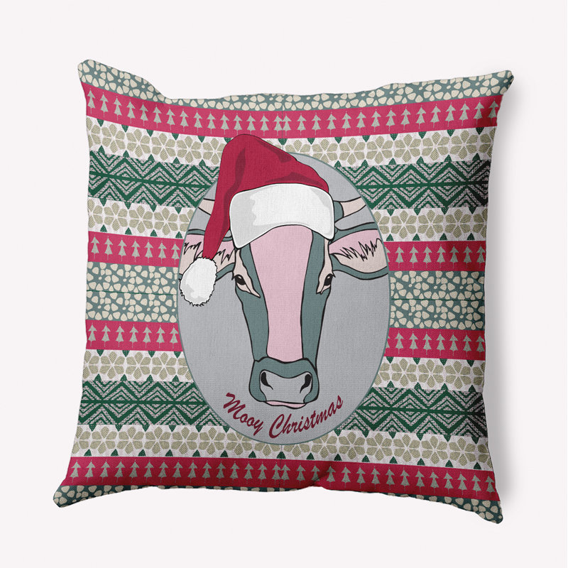 Coussin décoratif intérieur / extérieur Mooy Christmas_O5PHAW1600GY1, 16 po x 16 po