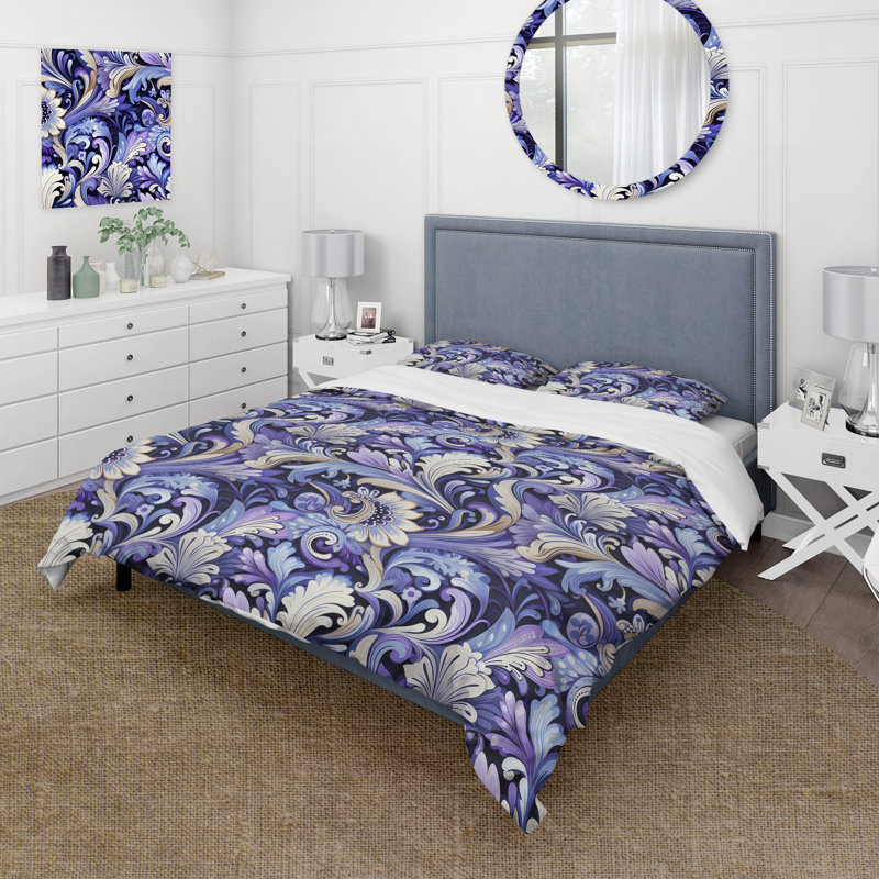 Ensemble de housse de couette Purple Lavender Persian Paisleys III, Housse de couette pour grand lit et 2 taies décor