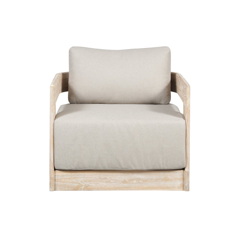 Paradiso 32'' Teak Swivel Chair with Gray Cushions