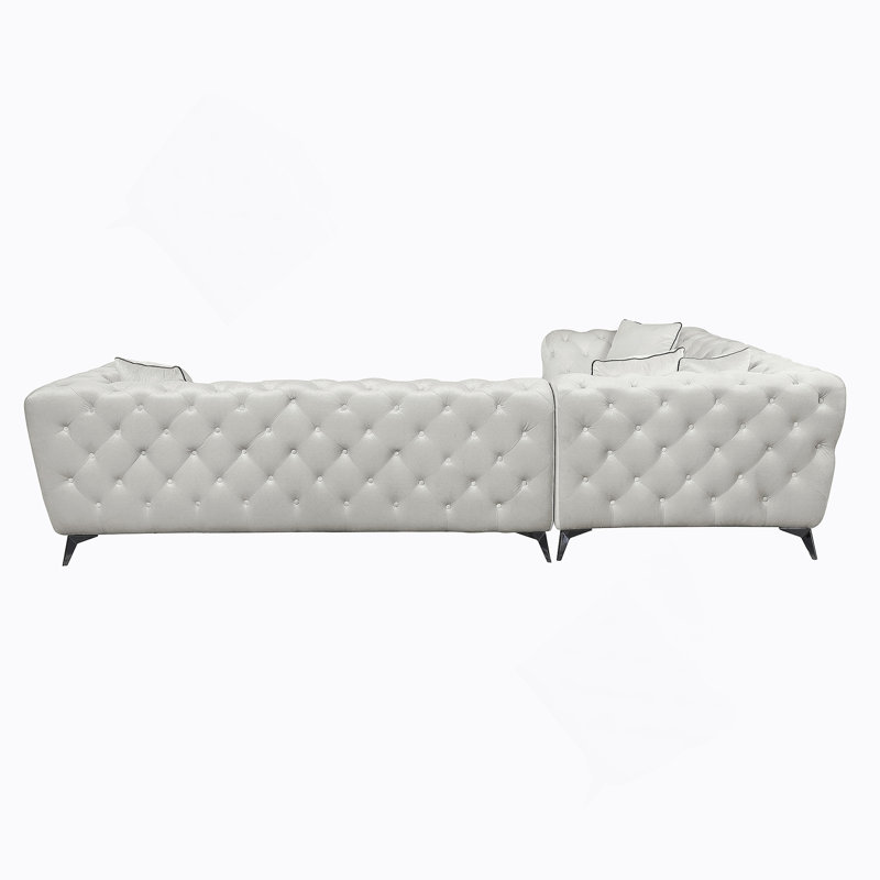 Atronia Beige Fabric Sectional Sofa W/4 Pillows
