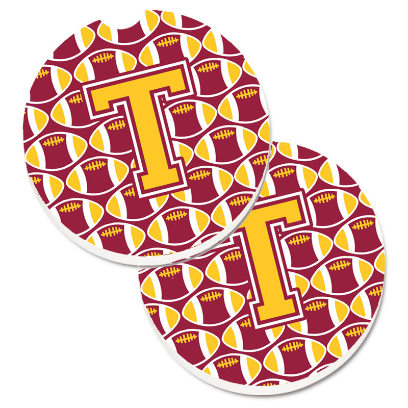 Sous-verre de football, T, Marron / Or