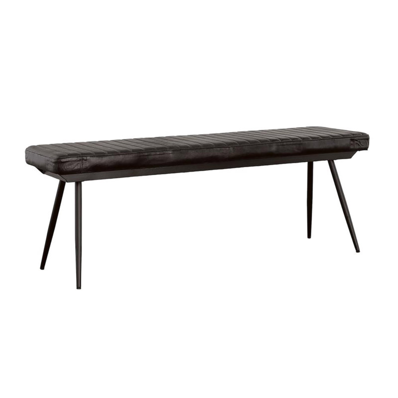 Banc à coussins espresso et capitonné noir, Noir
